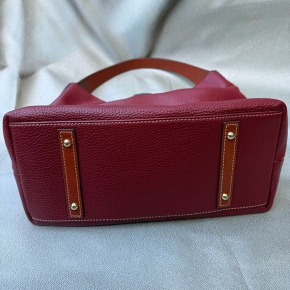 Dooney & Bourke Red Brown Pebble Grain Lucca Leather Lock Logo Shoulder Hobo Bag - Picture 12 of 12